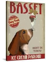 Basset Hound Ice Cream-Fab Funky-Stretched Canvas