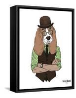 Basset Hound in Retro Style-Olga Angellos-Framed Stretched Canvas