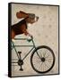 Basset Hound on Bicycle-Fab Funky-Framed Stretched Canvas
