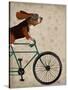 Basset Hound on Bicycle-Fab Funky-Stretched Canvas