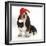 Basset Hound Puppy, Betty, 9 Weeks, Sitting, Wearing a Father Christmas Hat-Mark Taylor-Framed Photographic Print