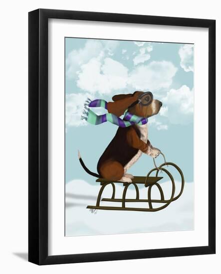 Basset Hound, Sledging-Fab Funky-Framed Art Print