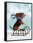 Basset Hound, Sledging-Fab Funky-Framed Stretched Canvas