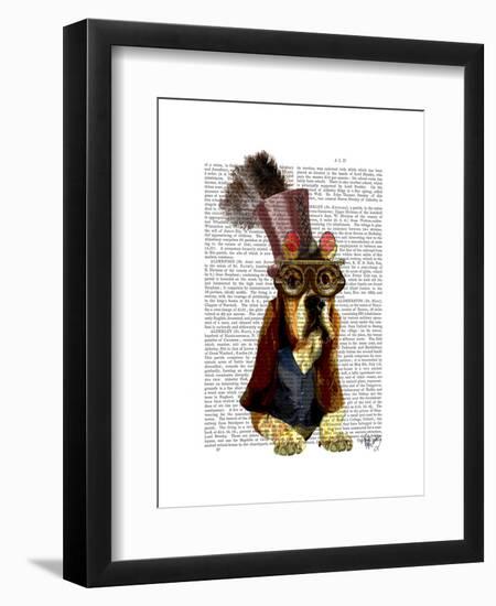 Basset Hound Steampunk Top Hat Goggles-Fab Funky-Framed Art Print