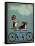 Basset Hound Tandem-Fab Funky-Framed Stretched Canvas