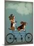 Basset Hound Tandem-Fab Funky-Mounted Art Print