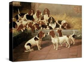 Basset Hounds in a Kennel, 1894-Valentine Thomas Garland-Stretched Canvas