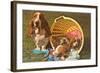 Bassett Hound Family in Laundry Basket-null-Framed Art Print