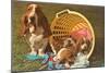 Bassett Hound Family in Laundry Basket-null-Mounted Art Print