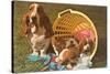 Bassett Hound Family in Laundry Basket-null-Stretched Canvas