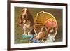 Bassett Hound Family in Laundry Basket-null-Framed Art Print