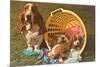 Bassett Hound Family in Laundry Basket-null-Mounted Art Print