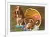 Bassett Hound Family in Laundry Basket-null-Framed Premium Giclee Print