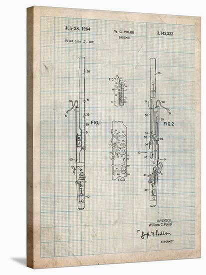 Bassoon Patent-Cole Borders-Stretched Canvas