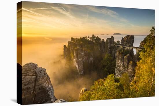 Bastei Bridge, Bastei, Saxon Switzerland National Park, Saxony, Germany-Jon Arnold-Stretched Canvas