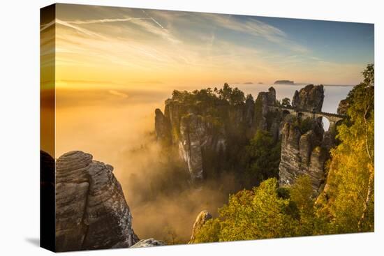 Bastei Bridge, Bastei, Saxon Switzerland National Park, Saxony, Germany-Jon Arnold-Stretched Canvas