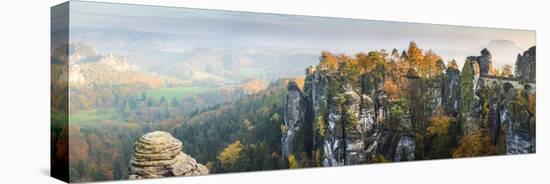 Bastei Bridge, Elbe Sandstone Mountains, Saxon Switzerland National Park, Germany-Peter Adams-Stretched Canvas