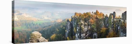 Bastei Bridge, Elbe Sandstone Mountains, Saxon Switzerland National Park, Germany-Peter Adams-Stretched Canvas