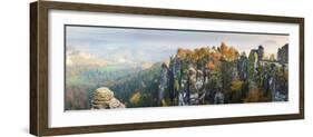 Bastei Bridge, Elbe Sandstone Mountains, Saxon Switzerland National Park, Germany-Peter Adams-Framed Photographic Print