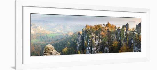 Bastei Bridge, Elbe Sandstone Mountains, Saxon Switzerland National Park, Germany-Peter Adams-Framed Photographic Print