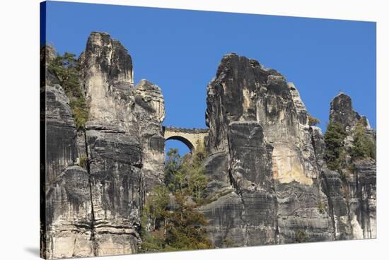 Bastei Bridge in Elbe Sandstone Mountains, Germany, Europe-null-Stretched Canvas