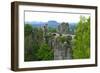 Bastei Bridge on Bastei Rock Formation near Rathen, Saxon Switzerland, Saxony, Germany, Europe-Hans-Peter Merten-Framed Photographic Print