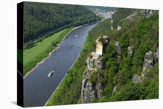 Bastei Rock Formation near Rathen, Saxon Switzerland, Saxony, Germany, Europe-Hans-Peter Merten-Stretched Canvas