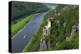 Bastei Rock Formation near Rathen, Saxon Switzerland, Saxony, Germany, Europe-Hans-Peter Merten-Stretched Canvas