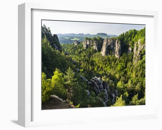 Bastei Rock Formations, Elbsandsteingebirge, NP Saxon Switzerland-Martin Zwick-Framed Premium Photographic Print