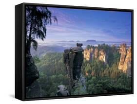 Bastei Rocks, Swiss Saxony, Germany-Peter Adams-Framed Stretched Canvas