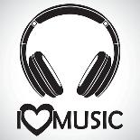 Headphones Logo Icon “I Love Music” I for the Creative Use in Graphic Design-Bastian Gnüchwitz-Laminated Art Print