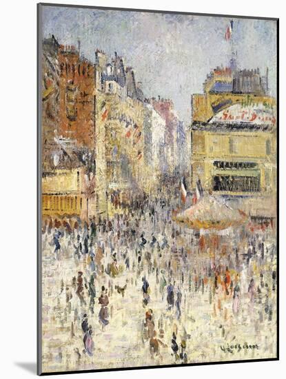 Bastille Day on Rue De Clignancourt, Paris; La Quartorze Juillet a Paris, La Rue De Clignancourt-Gustave Loiseau-Mounted Giclee Print