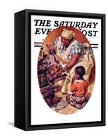 "Basting the Turkey," Saturday Evening Post Cover, November 28, 1936-Joseph Christian Leyendecker-Framed Stretched Canvas