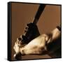 Bat in Batter's Hands-Patrik Giardino-Framed Stretched Canvas