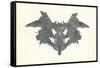 Bat Rorschach Test in Black-null-Framed Stretched Canvas