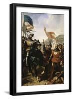 Bataille de Cocherel, prés d'Evreux gagnée par Du Guesclin sur les troupes du roi de Navarre, le-Charles Philippe Larivière-Framed Premium Giclee Print