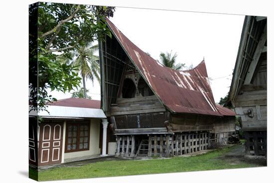 Batak Toba Tribal Rural Village Houses with Contemporary Extensions on Samosir Island in Lake Toba-Annie Owen-Stretched Canvas