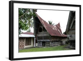Batak Toba Tribal Rural Village Houses with Contemporary Extensions on Samosir Island in Lake Toba-Annie Owen-Framed Photographic Print