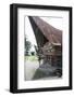 Batak Woman Carrying Skeins of Yarn to the Looms under Her Traditional Batak House-Annie Owen-Framed Photographic Print