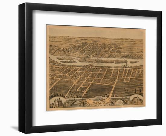 Batavia, Illinois - Panoramic Map-Lantern Press-Framed Art Print