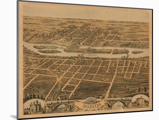 Batavia, Illinois - Panoramic Map-Lantern Press-Mounted Art Print