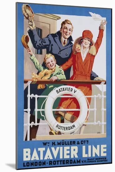 Batavier Line Travel Poster-Allan Harker-Mounted Giclee Print