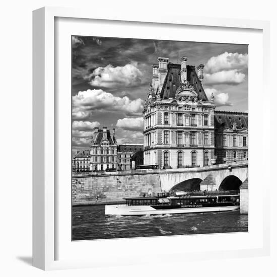 Bateau Mouche des Vedettes de Paris and the Louvre Museum-Philippe Hugonnard-Framed Photographic Print