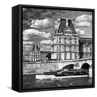 Bateau Mouche des Vedettes de Paris and the Louvre Museum-Philippe Hugonnard-Framed Stretched Canvas