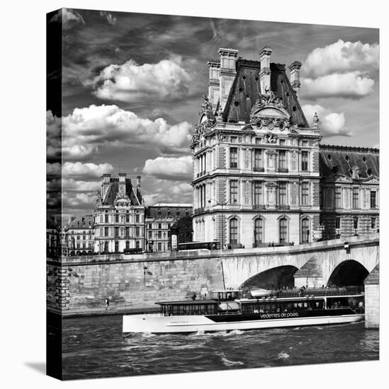 Bateau Mouche des Vedettes de Paris and the Louvre Museum-Philippe Hugonnard-Stretched Canvas