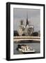 Bateau Mouche Sailing on Seine Near East Facade of Cathedral of Notre Dame De Paris (12th-14th Cent-null-Framed Photographic Print