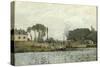 Bateaux à l'écluse de Bougival (Yvelines)-Alfred Sisley-Stretched Canvas