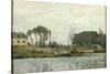 Bateaux à l'écluse de Bougival (Yvelines)-Alfred Sisley-Stretched Canvas