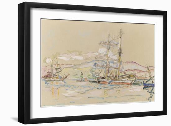 Bateaux dans le port d'Ajaccio-Paul Signac-Framed Premium Giclee Print