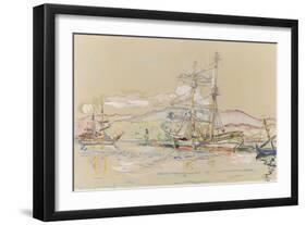 Bateaux dans le port d'Ajaccio-Paul Signac-Framed Giclee Print